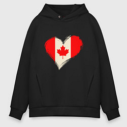 Толстовка оверсайз мужская Сердце - Канада, цвет: черный