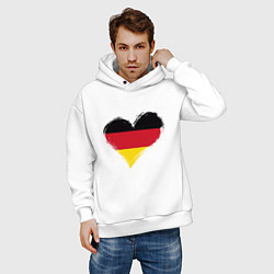 Толстовка оверсайз мужская Сердце - Германия, цвет: белый — фото 2