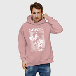 Толстовка оверсайз мужская Sonic - game, цвет: пыльно-розовый — фото 2