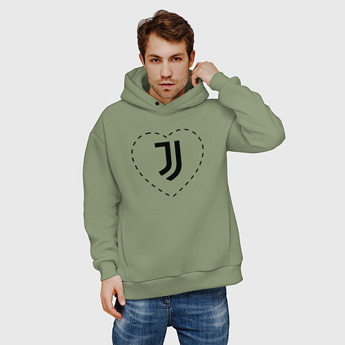 Мужское худи оверсайз Лого Juventus в сердечке / Авокадо – фото 3