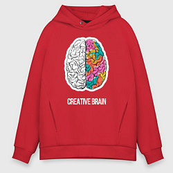 Толстовка оверсайз мужская Creative Brain, цвет: красный