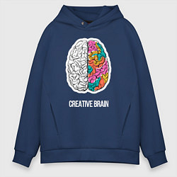 Толстовка оверсайз мужская Creative Brain, цвет: тёмно-синий