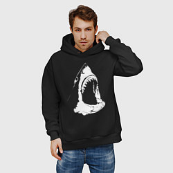 Толстовка оверсайз мужская Огромная акулья пасть, цвет: черный — фото 2