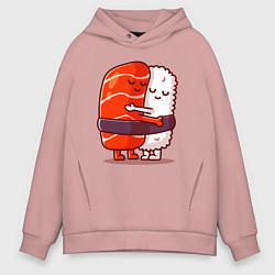 Толстовка оверсайз мужская Суши Любимые Обнимашки, цвет: пыльно-розовый