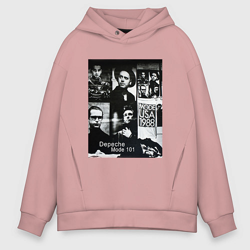 Мужское худи оверсайз Depeche Mode 101 Vintage 1988 / Пыльно-розовый – фото 1