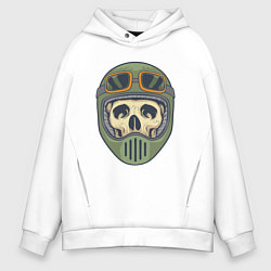 Толстовка оверсайз мужская Череп в шлемe, цвет: белый