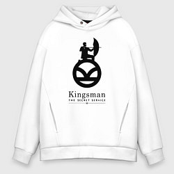 Толстовка оверсайз мужская Kingsman Секретная служба - logo, цвет: белый