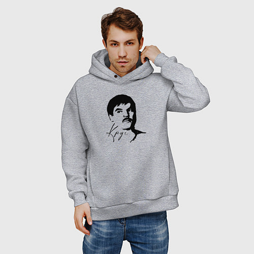 Мужское худи оверсайз Лицо Михаила / Меланж – фото 3