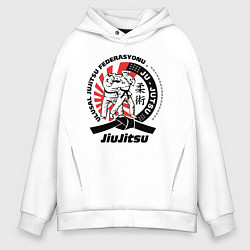 Толстовка оверсайз мужская Джиу-джитсу Jiujitsu emblem, цвет: белый