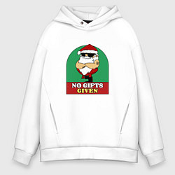 Толстовка оверсайз мужская No gifts given, цвет: белый