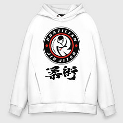 Толстовка оверсайз мужская Brazilian fight club Jiu jitsu fighter, цвет: белый