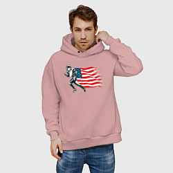 Толстовка оверсайз мужская Американский футбол с флагом США, цвет: пыльно-розовый — фото 2