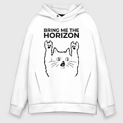 Толстовка оверсайз мужская Bring Me the Horizon - rock cat, цвет: белый