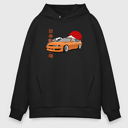 Мужское худи оверсайз Silvia s14 JDM Retro Car / Черный – фото 1