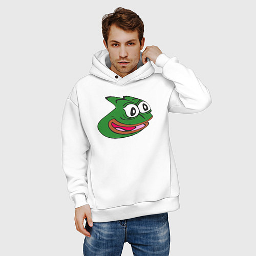Мужское худи оверсайз Лягушонок Пепега / Белый – фото 3