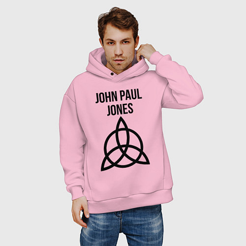 Мужское худи оверсайз John Paul Jones - Led Zeppelin - legend / Светло-розовый – фото 3