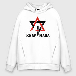 Толстовка оверсайз мужская Krav-maga hand-to-hand combat emblem, цвет: белый
