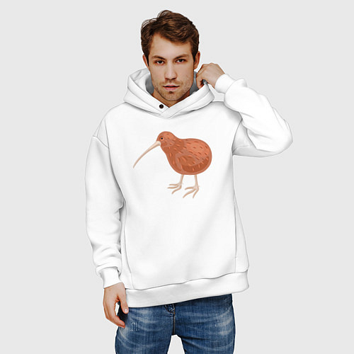 Мужское худи оверсайз Птица киви / Белый – фото 3