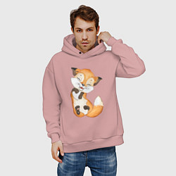 Толстовка оверсайз мужская Довольная радостная лисичка, цвет: пыльно-розовый — фото 2