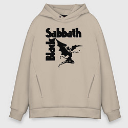 Толстовка оверсайз мужская Блэк Саббат метал, цвет: миндальный