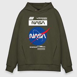 Толстовка оверсайз мужская Nasa - Logo, цвет: хаки