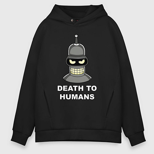 Мужское худи оверсайз Bender - death to humans / Черный – фото 1