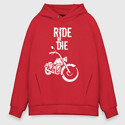 Толстовка оверсайз мужская Ride or Die винтаж, цвет: красный