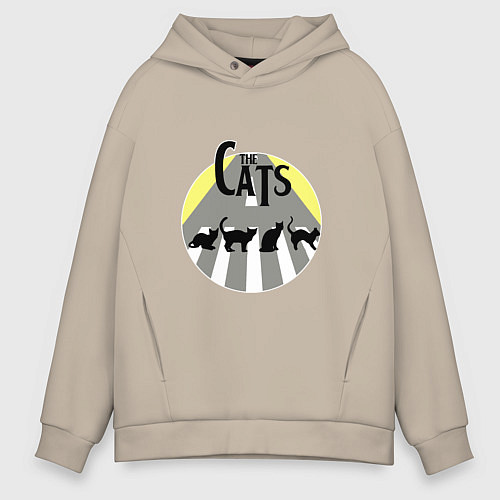 Мужское худи оверсайз The Cats / Миндальный – фото 1