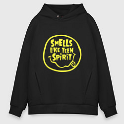 Толстовка оверсайз мужская Smells like teen spirit quote, цвет: черный