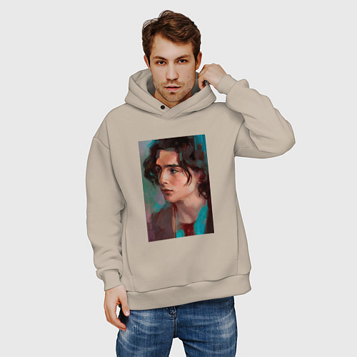 Мужское худи оверсайз Timothee Chalamet fan art / Миндальный – фото 3