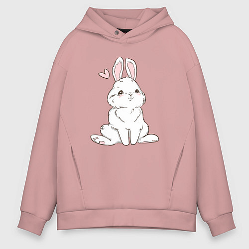 Мужское худи оверсайз Милый кролик-символ года / Пыльно-розовый – фото 1