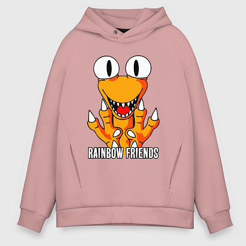 Мужское худи оверсайз Радужные друзья - Оранжевый / Пыльно-розовый – фото 1