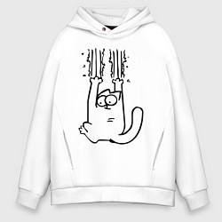 Толстовка оверсайз мужская Кот Саймона, цвет: белый