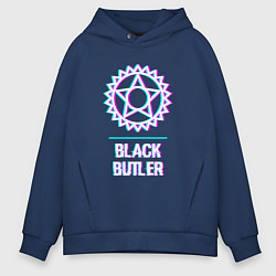 Толстовка оверсайз мужская Символ Black Butler в стиле glitch, цвет: тёмно-синий