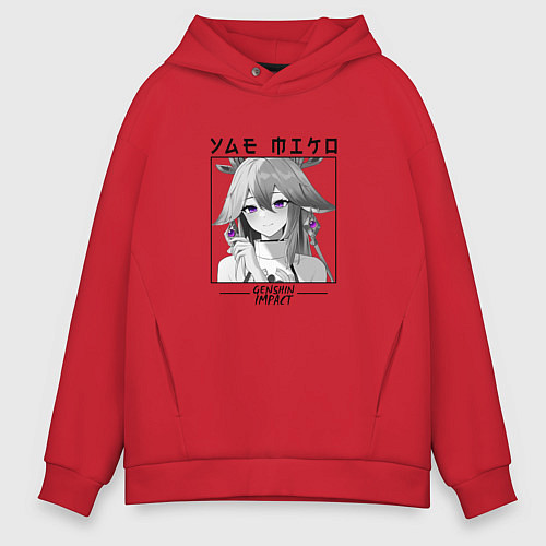 Мужское худи оверсайз Яэ Мико жрица / Красный – фото 1