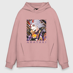Толстовка оверсайз мужская Итто Аратаки Первый и величайший предводитель банд, цвет: пыльно-розовый