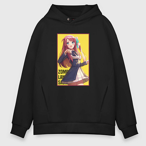 Мужское худи оверсайз Сакура Минамото - Зомбилэнд Сага Месть / Черный – фото 1