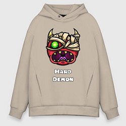 Толстовка оверсайз мужская Geometry Dash hard demon, цвет: миндальный