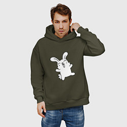 Толстовка оверсайз мужская Happy Bunny, цвет: хаки — фото 2