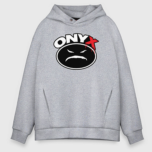 Мужское худи оверсайз Onyx - black logo / Меланж – фото 1