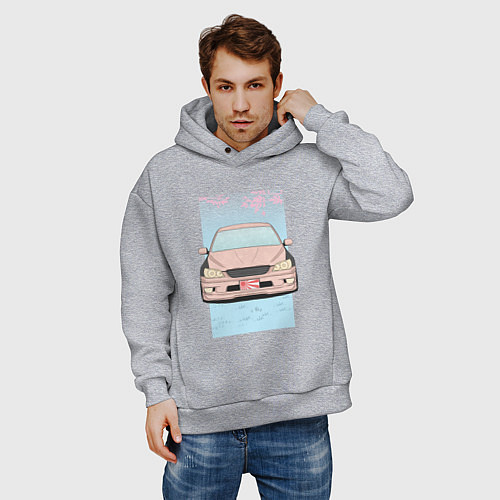 Мужское худи оверсайз Toyota Altezza stance / Меланж – фото 3