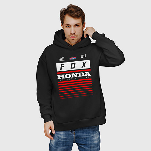 Мужское худи оверсайз Honda racing / Черный – фото 3