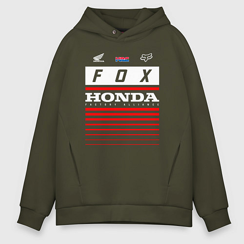 Мужское худи оверсайз Honda racing / Хаки – фото 1