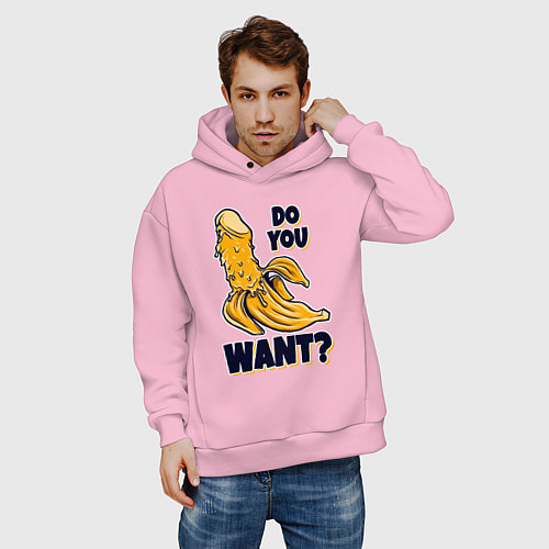 Мужское худи оверсайз Sexy банан / Светло-розовый – фото 3