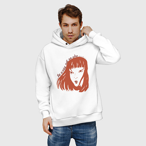 Мужское худи оверсайз Будь голосом, а не эхом / Белый – фото 3