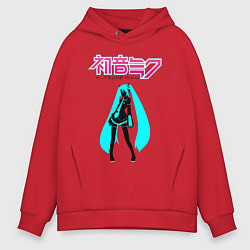 Толстовка оверсайз мужская Вокалоид Хацуне Мику, цвет: красный