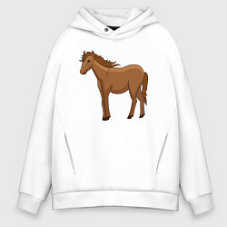 Толстовка оверсайз мужская Милая лошадка, цвет: белый