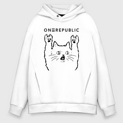 Толстовка оверсайз мужская OneRepublic - rock cat, цвет: белый