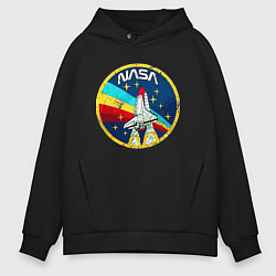 Толстовка оверсайз мужская NASA - emblem - USA, цвет: черный