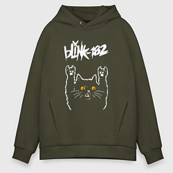 Толстовка оверсайз мужская Blink 182 rock cat, цвет: хаки